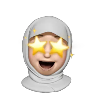 🤩 emoji, hijab, yeux étoilés, femme, étincelle, joyeux telegram sticker