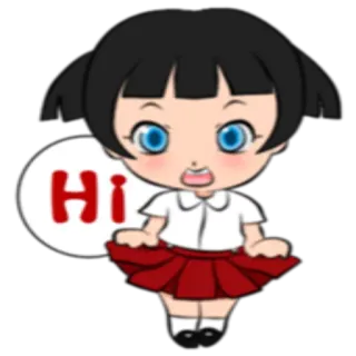 🙋 Hi dessin animé, fille, animé, mignon, salut whatsapp sticker