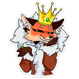 👸 renard, couronne, animal, dessin animé, royal, roi, reine, personnage telegram sticker