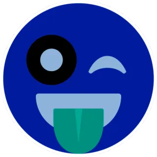 😜 Emoji, Rosto, Azul, Piscando, Língua telegram sticker