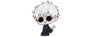 ✨ Gojo Satoru Jujutsu Kaisen Anime, Sticker, Gojo Satoru, Jujutsu Kaisen, Chibi, Friedenszeichen telegram sticker