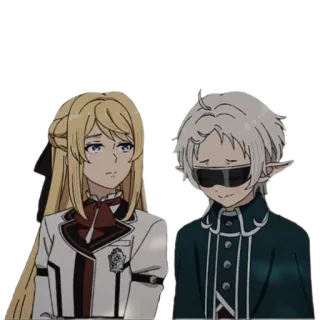 😕 Anime, Nhân vật, Tóc vàng, Tóc trắng, Đồng phục telegram sticker