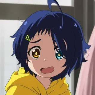 ✨ animé, personnage, fille, mignon, jaune, bleu, animation telegram sticker