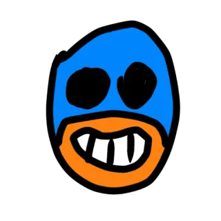 😍 лицо, маска, синий, оранжевый, мультфильм, каракули, простой telegram sticker