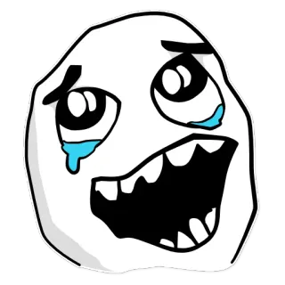 ✌ meme, forever alone, sad, crying, internet meme telegram sticker