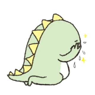 🎋 dinosaure, mignon, triste, kawaii, dessin animé, animal telegram sticker