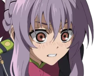 😳 Anime, Personage, Meisje, Paars haar, Blozen, Illustratie whatsapp sticker