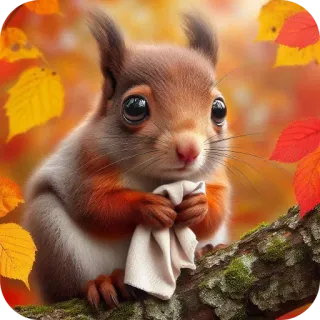 😭 écureuil, automne, mignon, animal, feuilles, automne, nature telegram sticker