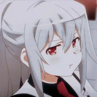 😤 anime, garota, olhos vermelhos, cabelo branco telegram sticker