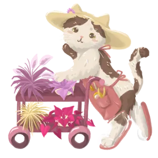 🌱 gatto, gattino, auto, cappello, viaggio, carino, cartone animato, animale telegram sticker