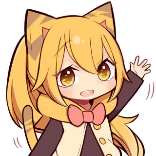 👋 anime, chibi, cat girl, kawaii, cute telegram sticker