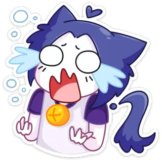 😭 menangis, anime, kucing, sedih, kartun telegram sticker