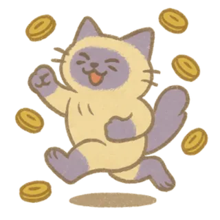 🐈‍⬛ chat, pièces, animaux, mignon, dessin animé whatsapp sticker