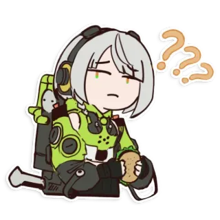 ❓ anime, ragazza, punti interrogativi, confusione, cartone animato, adesivo telegram sticker