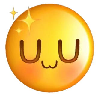😌 Эмодзи, UwU, Лицо, Милый, Желтый whatsapp sticker