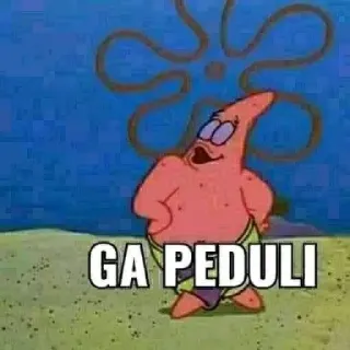 😎 Patrick Star SpongeBob SquarePants GA PEDULI patrick etoile, bob l'éponge, dessin animé, indonésien, je m'en fiche, mème whatsapp sticker