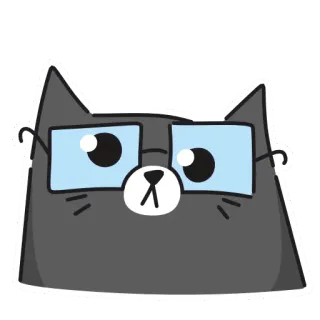 🤓 gatto, occhiali, animale, cartone animato, adesivo, animale domestico, gatto grigio telegram sticker