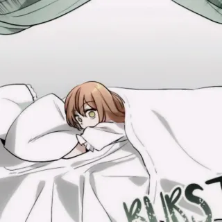 ✖️ BURST anime, girl, bed, sleep, manga, comic, cute, cartoon telegram sticker