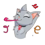 🥳 gato, animal, fofo, adesivo, língua, símbolo feminista whatsapp sticker