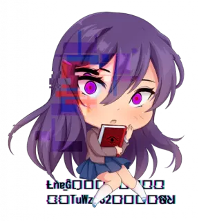 💜 Yuri Doki Doki Literature Club! Reddit User Doki Doki Literature Club, Yuri, Anime, Manga, Chibi telegram sticker