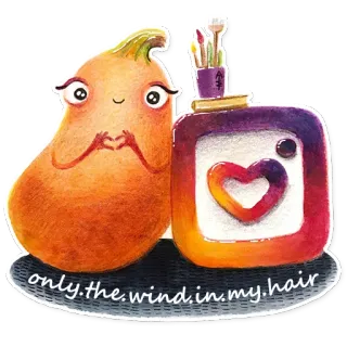 👩‍🎨 only.the.wind.in.my.hair abóbora, logotipo do Instagram, coração, vento, cabelo, fofo telegram sticker