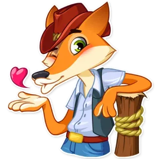 😘 Cartoon, Fuchs, Tier, Liebe, Herz, Land, Süß whatsapp sticker