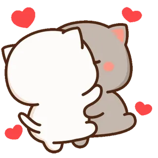 💬 кошки, любовь, животные, объятия, дружба, мультфильм, милые whatsapp sticker