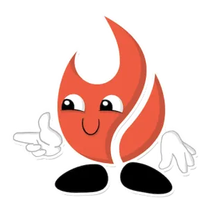 👈 flamme, dessin animé, feu, emoji, mascotte, pointage telegram sticker