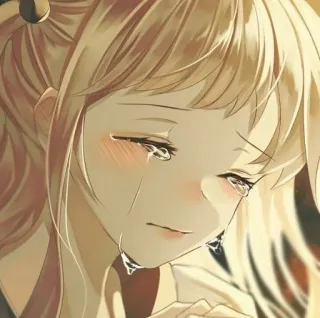 🌟 anime, dziewczyna, płacz, łzy, smutny, ilustracja telegram sticker