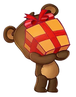 😍 orso, regalo, presente, fiocco, cartone animato whatsapp sticker