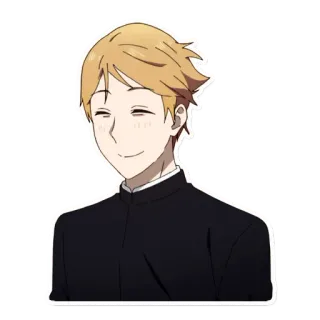 🙂 Anime, Chico, Sonrisa, Uniforme escolar, Lindo whatsapp sticker