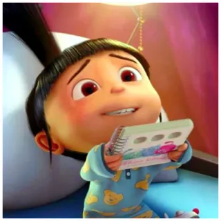 🙏 Agnes Despicable Me Agnes, Despicable Me, kartun, imut, gadis, buku, piyama telegram sticker