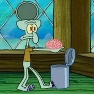 😐 Squidward Spongebob Squarepants Спанч Боб, Сквидвард, мозг, мусор, мультфильм whatsapp sticker