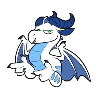 👍 龙, 卡通, 可爱, 幻想, 蓝色, 白色 telegram sticker