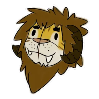 😊 león, carnero, animal, dibujos animados, pegatina, híbrido telegram sticker