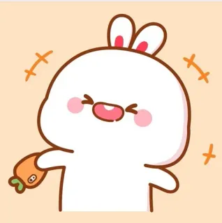 🍼 conejo, dibujo animado, lindo, animal, zanahoria, conejito telegram sticker