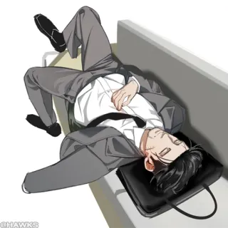 🌐 @HAWKS Anime, Homme, Costume, Dormir, Détente, Hawks telegram sticker