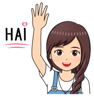 🙂 desenho animado, menina, acenando, amigável, fofo, alegre whatsapp sticker