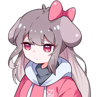 🎀 Anime, Kartun, Gadis, Imut, Stiker, Karakter, Merah muda whatsapp sticker