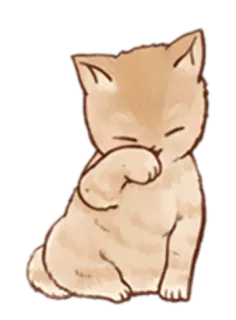 😁 chat, chaton, mignon, triste, animal, animal de compagnie, aquarelle telegram sticker