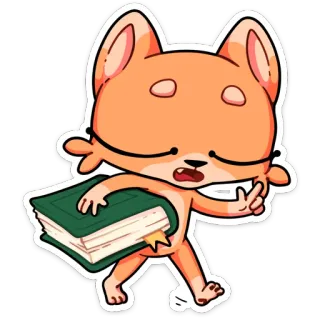 😌 Chat cartoon, Livre, Marche, Anthropomorphe, Sticker telegram sticker