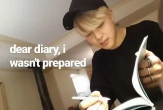 🥲 dear diary, i wasn't prepared Tagebuch, Meme, Vorbereitet, Kpop, Jimin whatsapp sticker