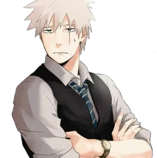 😓 Anime, Charakter, Mann, Illustration, Krawatte, Weste, ernst whatsapp sticker