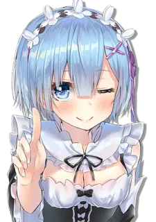 👆 Rem Anime, Personaggio, Rem, Cameriera, Carina, Ragazza, Occhiolino telegram sticker