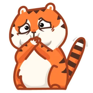 🤮 tiger, sad, cute, cartoon, animal, orange telegram sticker