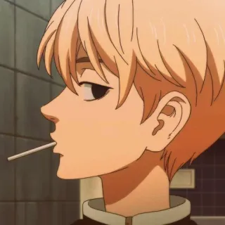 🧀 Anime, Charakter, Lutscher, Seitenprofil, Blondes Haar telegram sticker