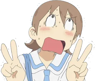 ✌️ anime, personagem, desenho animado, expressão facial, sinal de paz telegram sticker