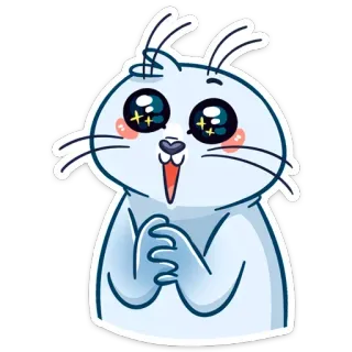 😱 Kartun, Senang, Lucu, Binatang, Putih, Menawan, Animasi telegram sticker
