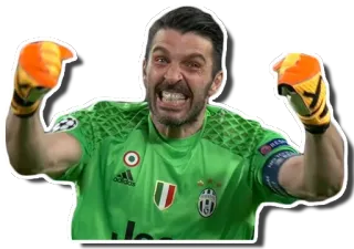 🎉 Gianluigi Buffon piłka nożna, bramkarz, piłka nożna, Gianluigi Buffon, sport, celebracja, Włochy telegram sticker