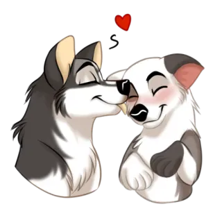 😋 cães, animais, amor, coração, desenho animado telegram sticker